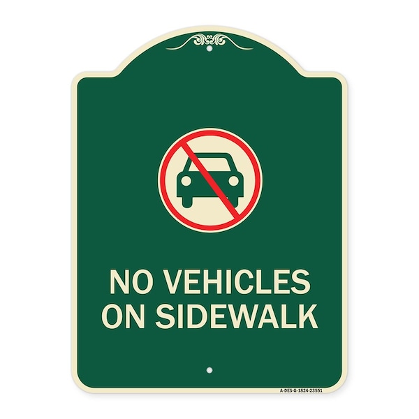 Signmission No Vehicles on Sidewalk Heavy-Gauge Aluminum Architectural Sign, 24" x 18", G-1824-23551 A-DES-G-1824-23551 - main